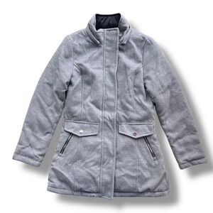 YMI Collection Women's S Gray Fleece Black Quilted Puffer Reversible Coat Winter